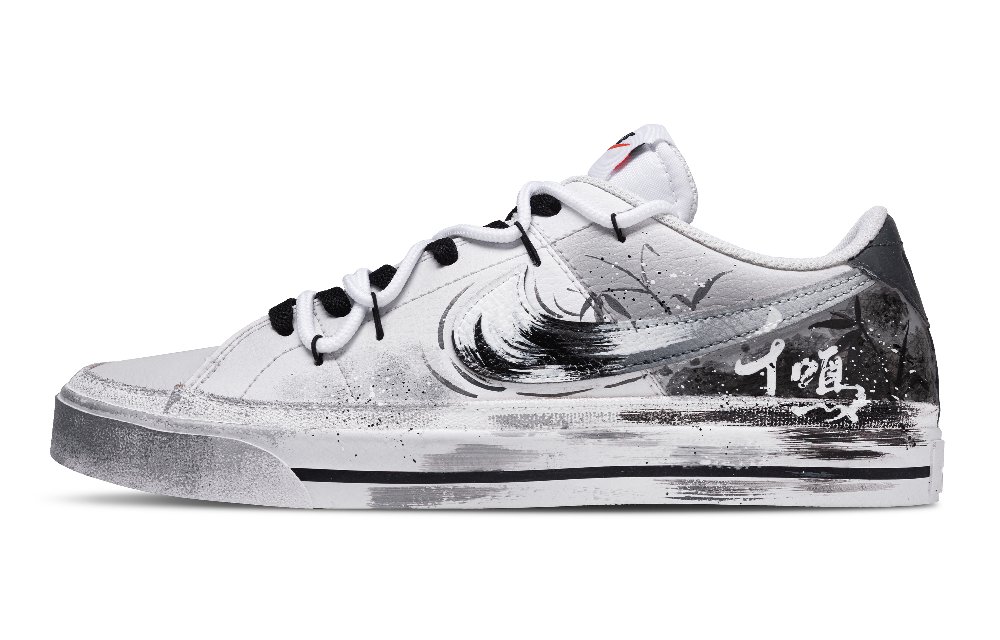 Nike Court Legacy Forest Bird Chorus Lightweight And Breathable Low Top Skateboard Shoes Unisex Black White