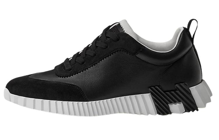HERMES Bouncing Abrasion Resistant Low Top Casual Shoes Men's Black