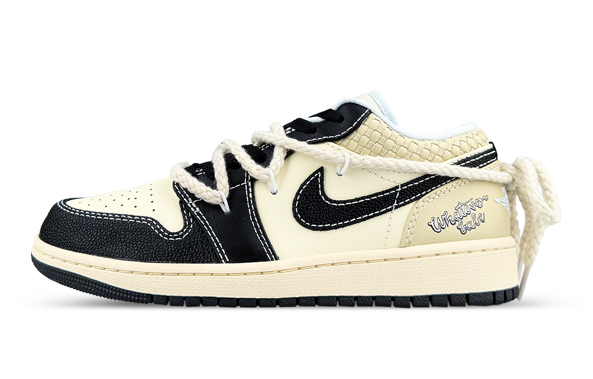 Jordan Air Jordan 1 Low top Vintage Basketball Shoes Men's Beige Black