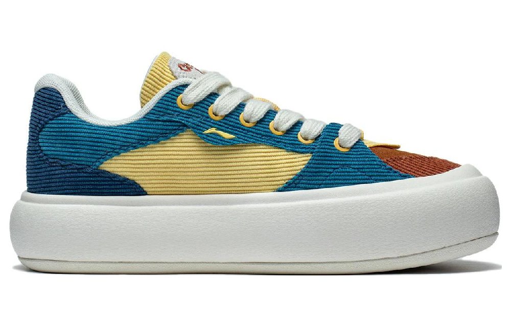 LiNing Puff Platform Anti Slip Wear Resistant Low Top Casual Shoes Women's Brown Blue