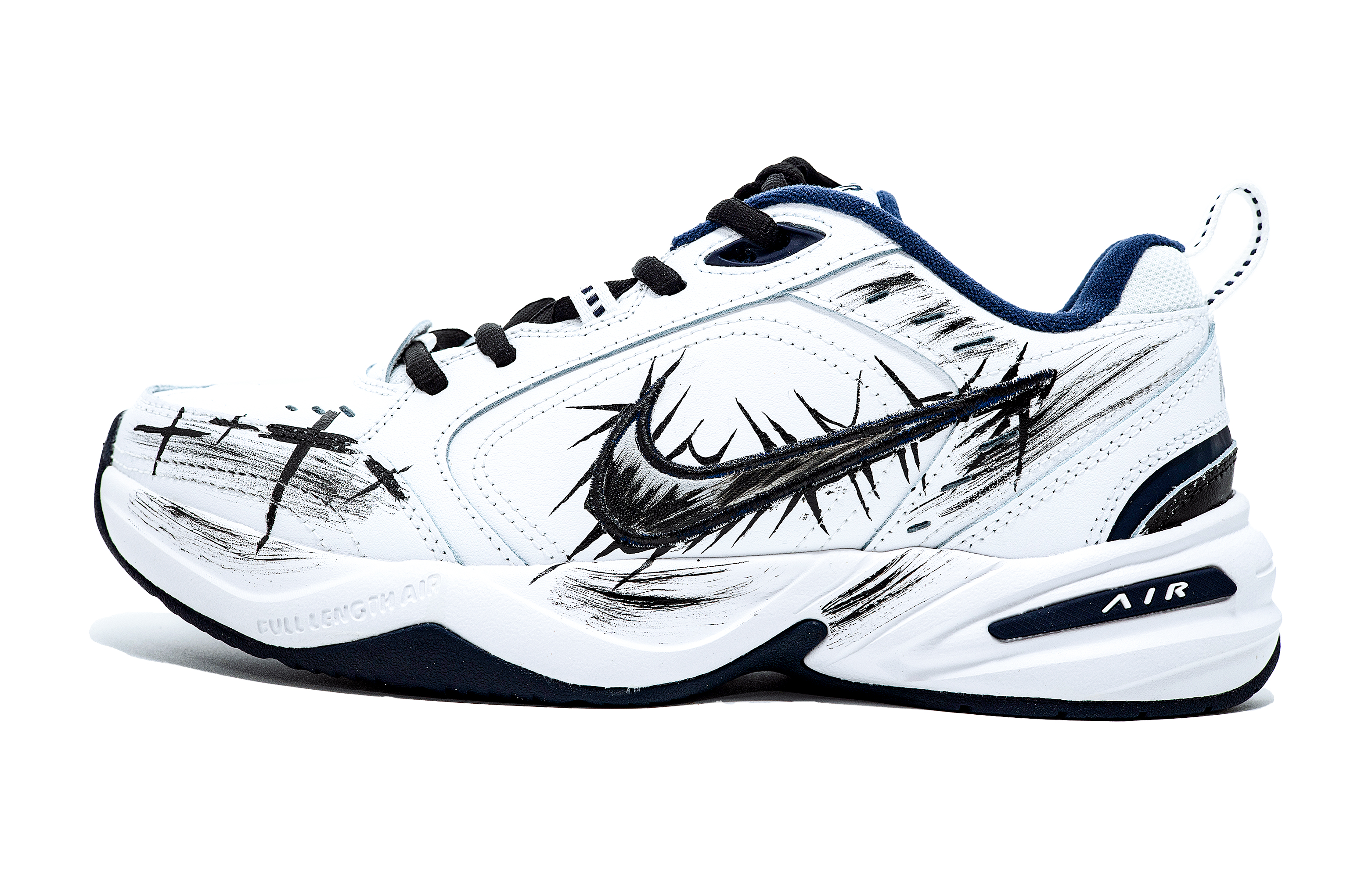 Nike Air Monarch 4 Abrasion Resistant Breathable Chunky Sneakers Unisex White Blue Black