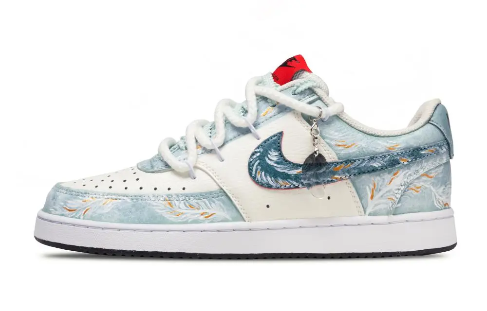 Nike Court Vision 1 Skateboard Shoes Men's Low top Cyan/Gold