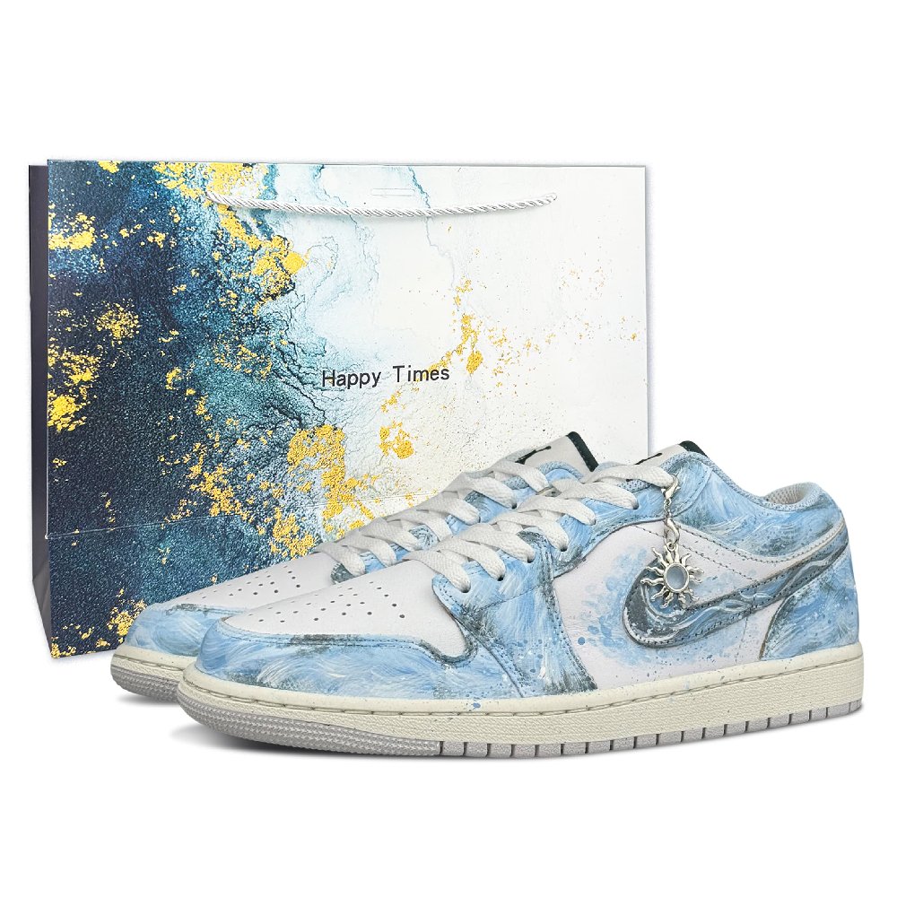 Jordan Air Jordan 1 Abrasion Resistant Low Top Vintage Basketball Shoes Unisex Sky Blue