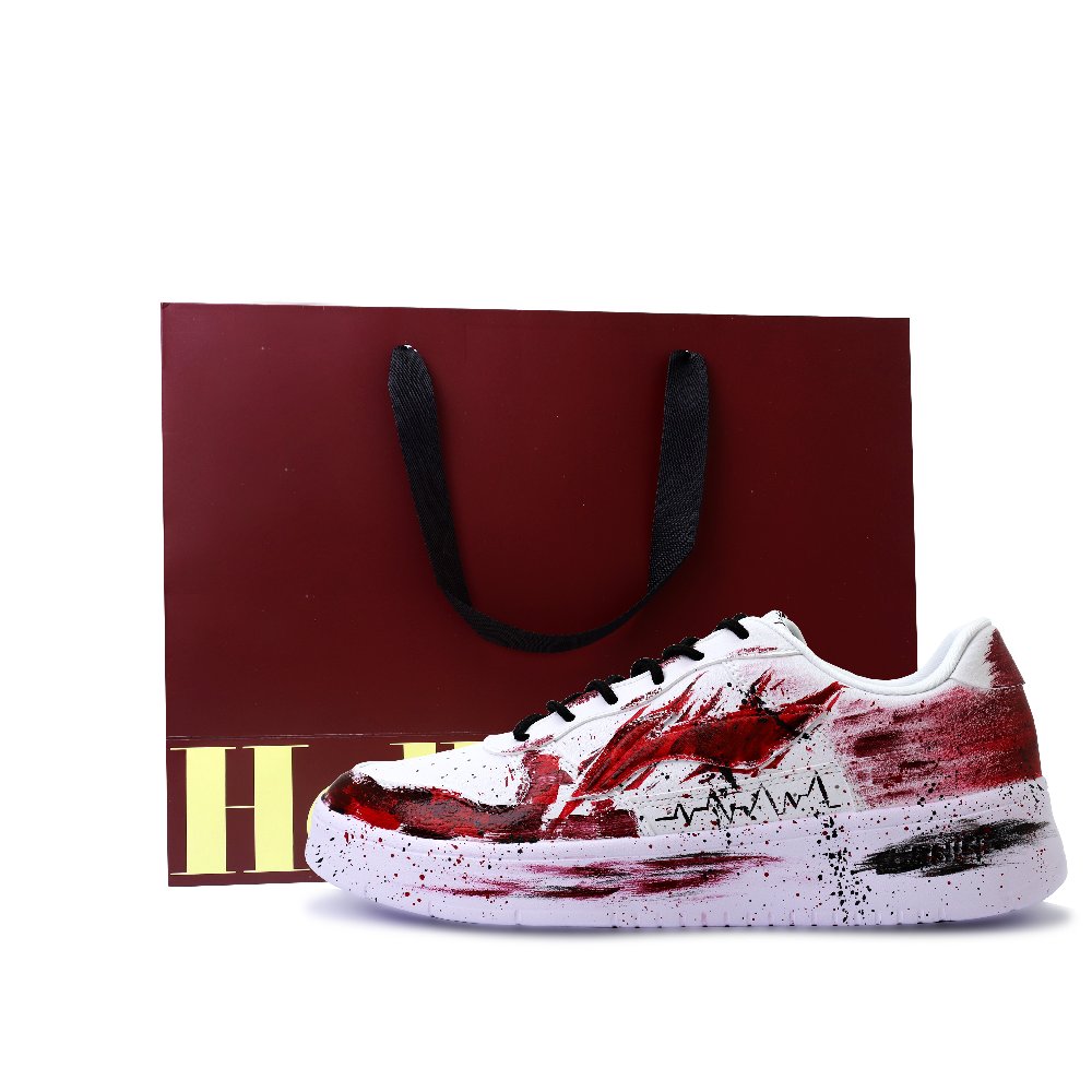 LiNing Pontoon Boats Abrasion Resistant, Lightweight, And Breathable Low Top Skateboard Shoes Unisex White Red Black