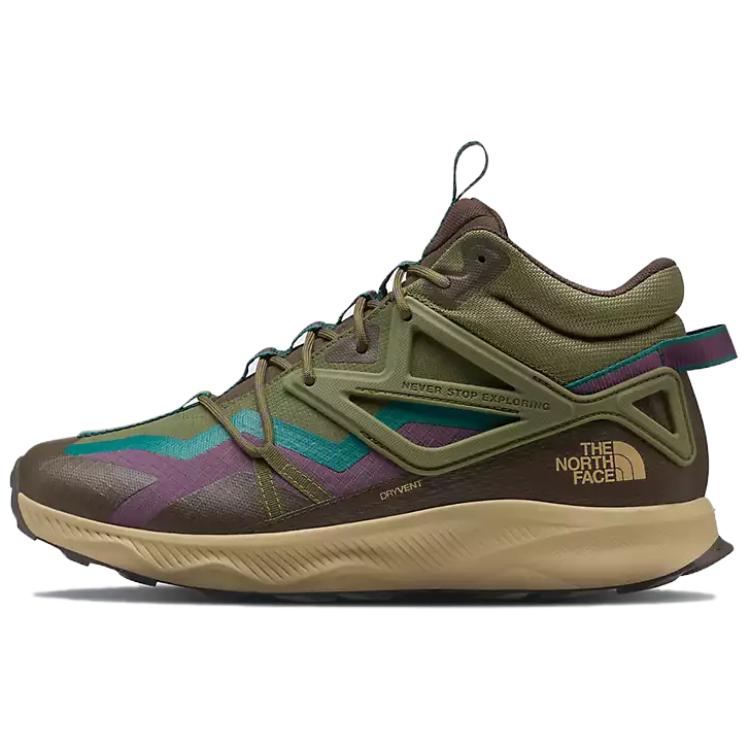 THE NORTH FACE Oxeye Water-Resistant Rebound Mid-Top Trekking Shoes Men's Forest Olive/Small Coffee Brown