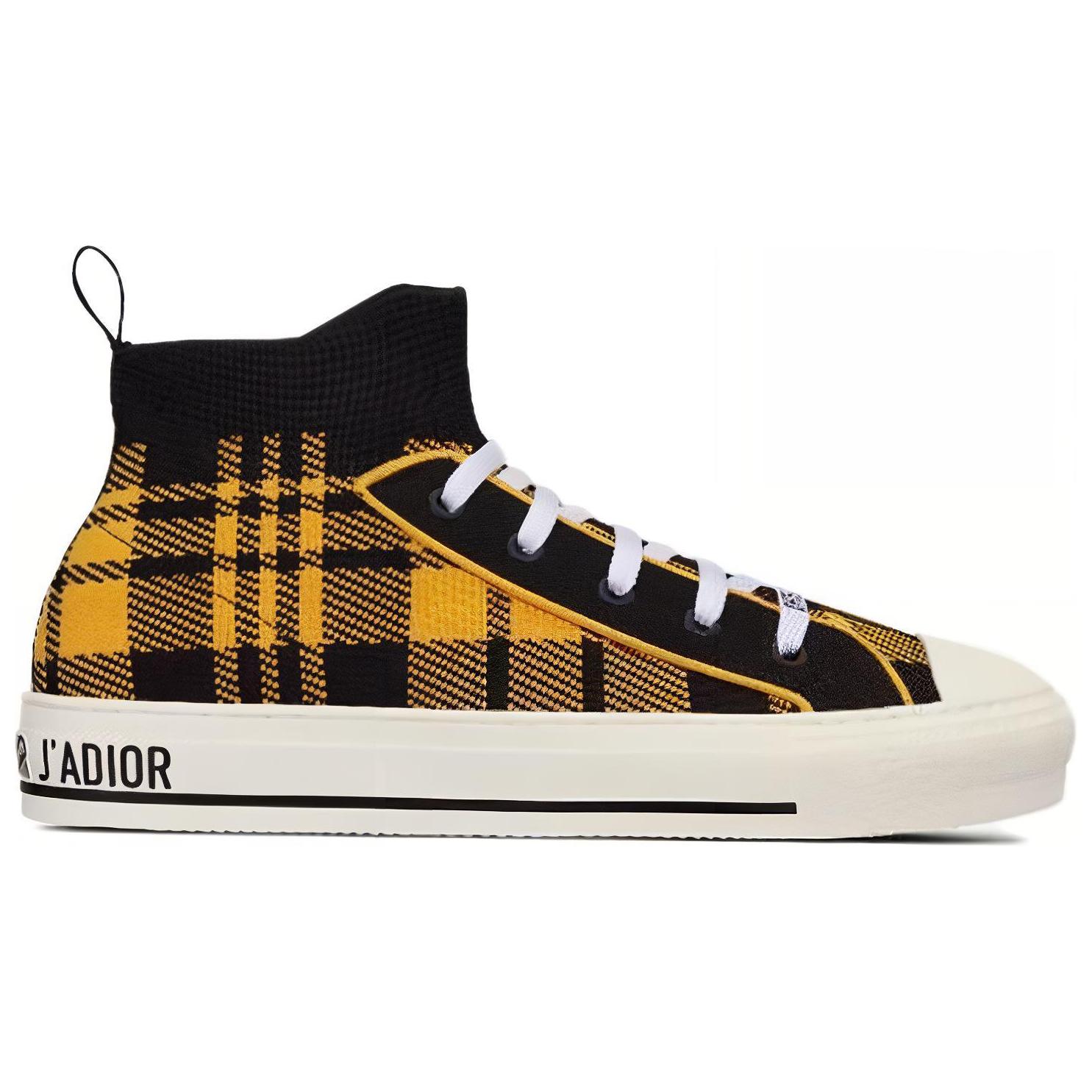 DIOR Walk'n'Dior Platform Shoes High-Top Stylish Skateboarding Shoes Women's Yellow Black