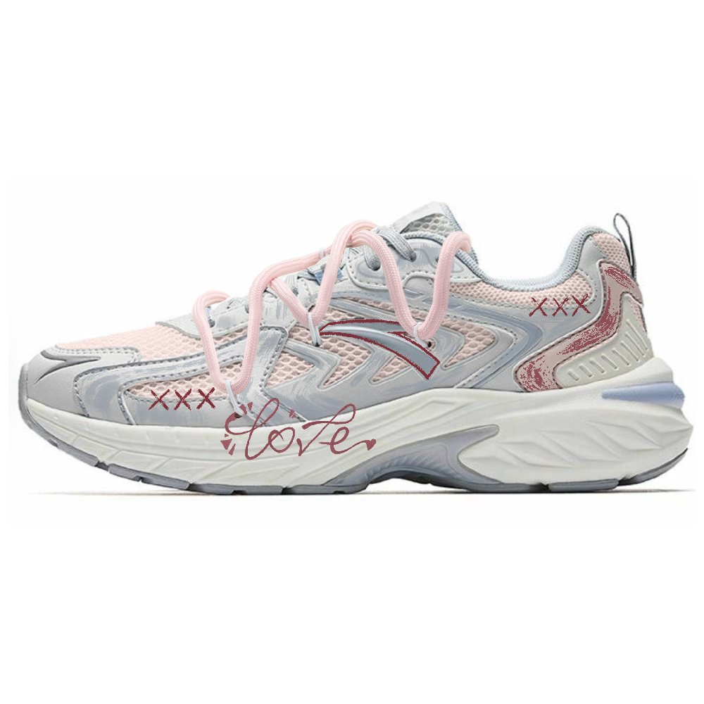 Anta AT959 Abrasion Resistant, Breathable, Lightweight Low top Casual Shoes Women's Gray Pink