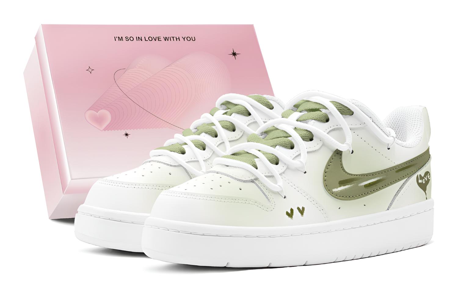 Nike Court Borough Love For Matcha Low top Skateboard Shoes Women's Green White