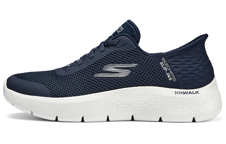 Skechers Go Walk Fle Cushioning Wear-Resistant Mid-Top Running Shoes Women's Blue White