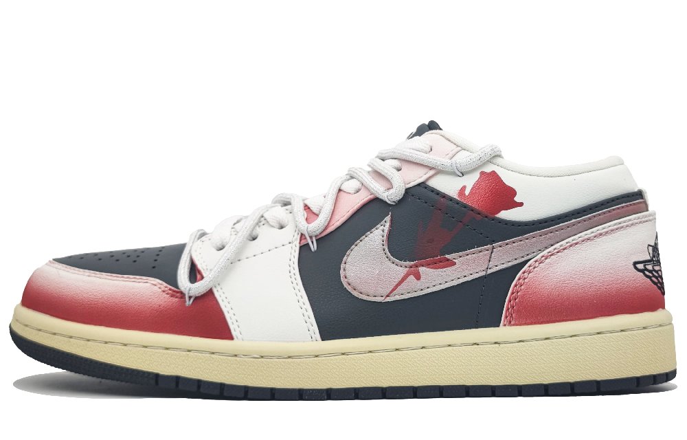Jordan Air Jordan 1 Durable Breathable Low-Top Vintage Basketball Shoes Unisex Black Red
