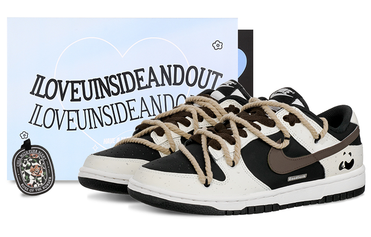 Nike Dunk Little Panda, Mocha Skateboard Shoes Men's Black White Brown