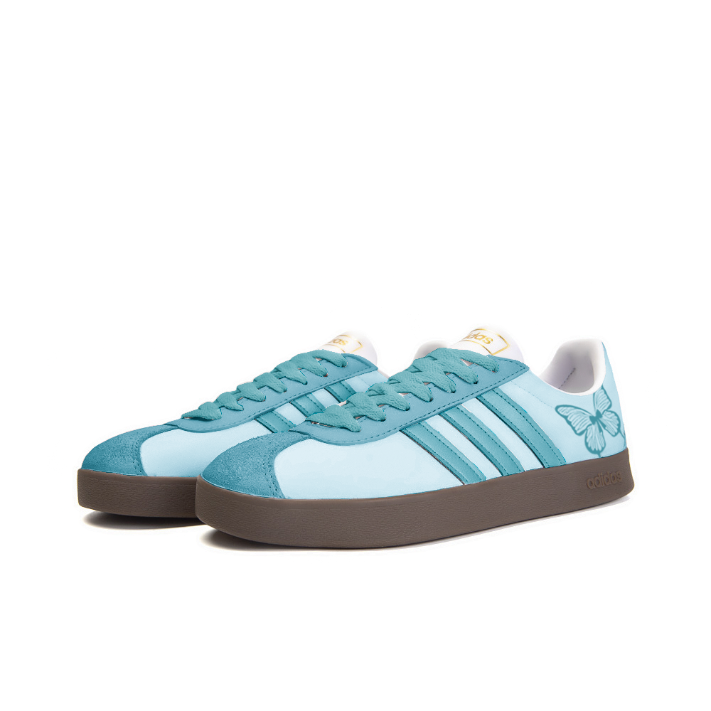 Adidas Neo VL Court 2.0 Floral Morning Time Anti-Slip Wear-Resistant Low-Top Skateboard Shoes Unisex Sky Blue