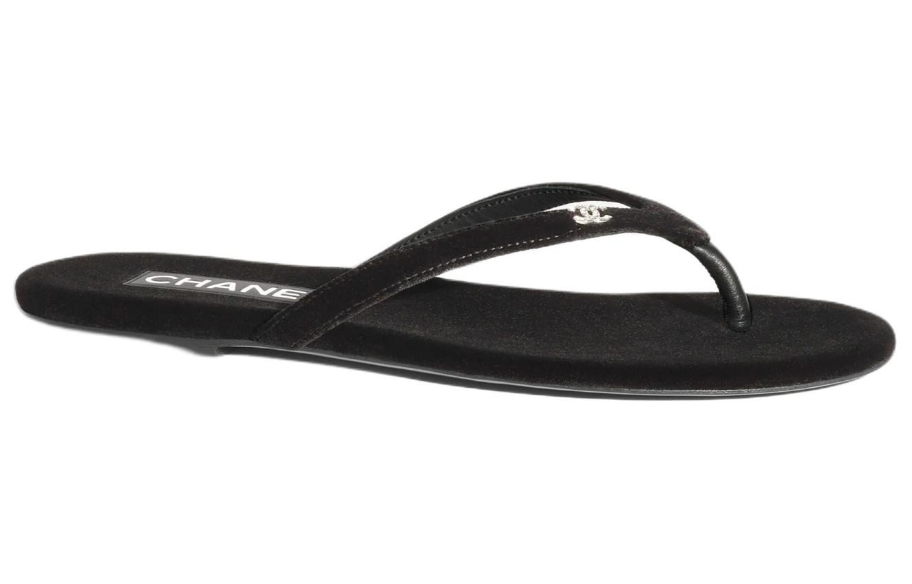 CHANEL Flip Flops Women's Black