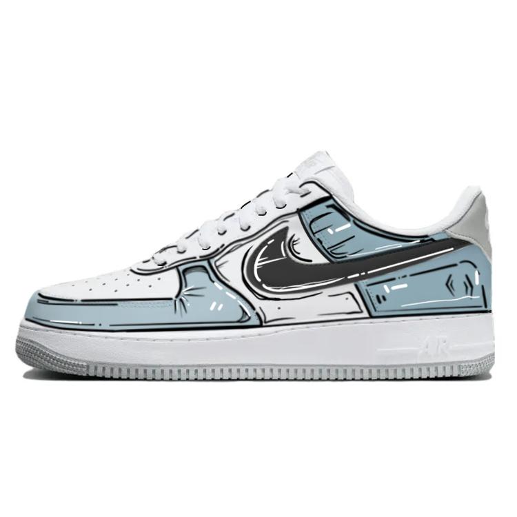 Nike Air Force 1 Anti-Slip And Wear-Resistant Breathable Low-Top Skateboard Shoes Men's White Blue