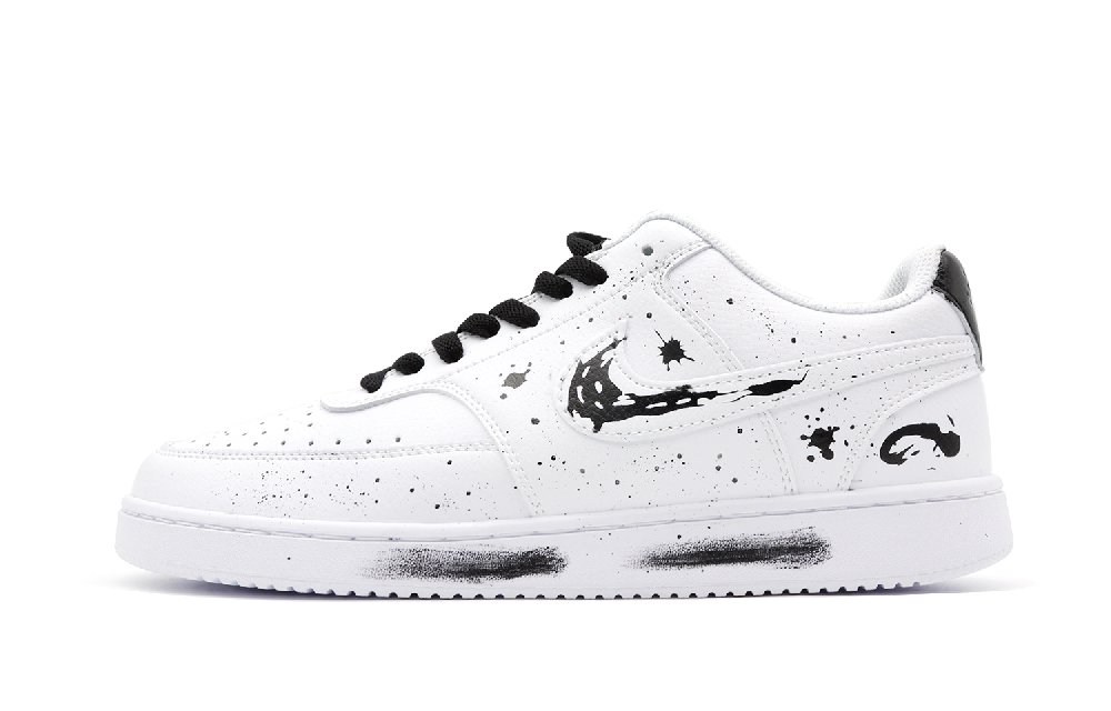 Nike Court Vision 1 Low-Top Skateboard Shoes Men's Black White