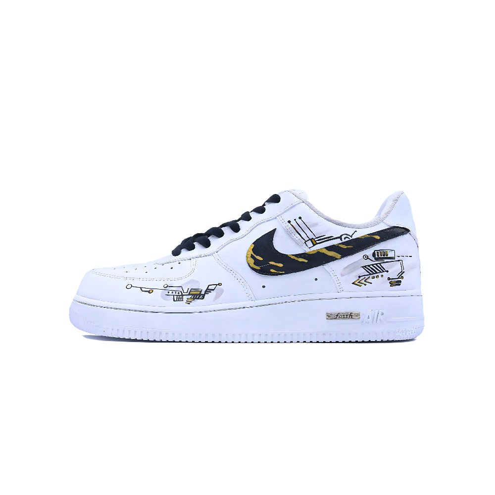 Nike Air Force 1 Singularity, Mechanical Spirit Abrasion Resistant Low Top Skateboard Shoes Unisex Black White