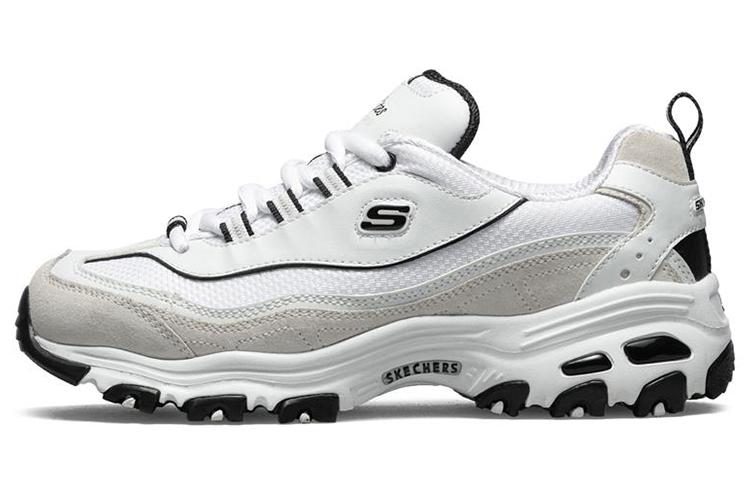 Skechers D'LITES 1.0 Black White Gold Low Top Chunky Sneakers Women's White Gray