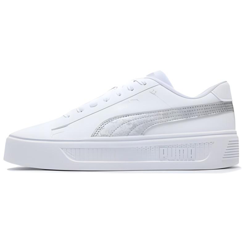 PUMA Slip-Resistant Cushioning Low-Top Skateboard Shoes Women's Silver White