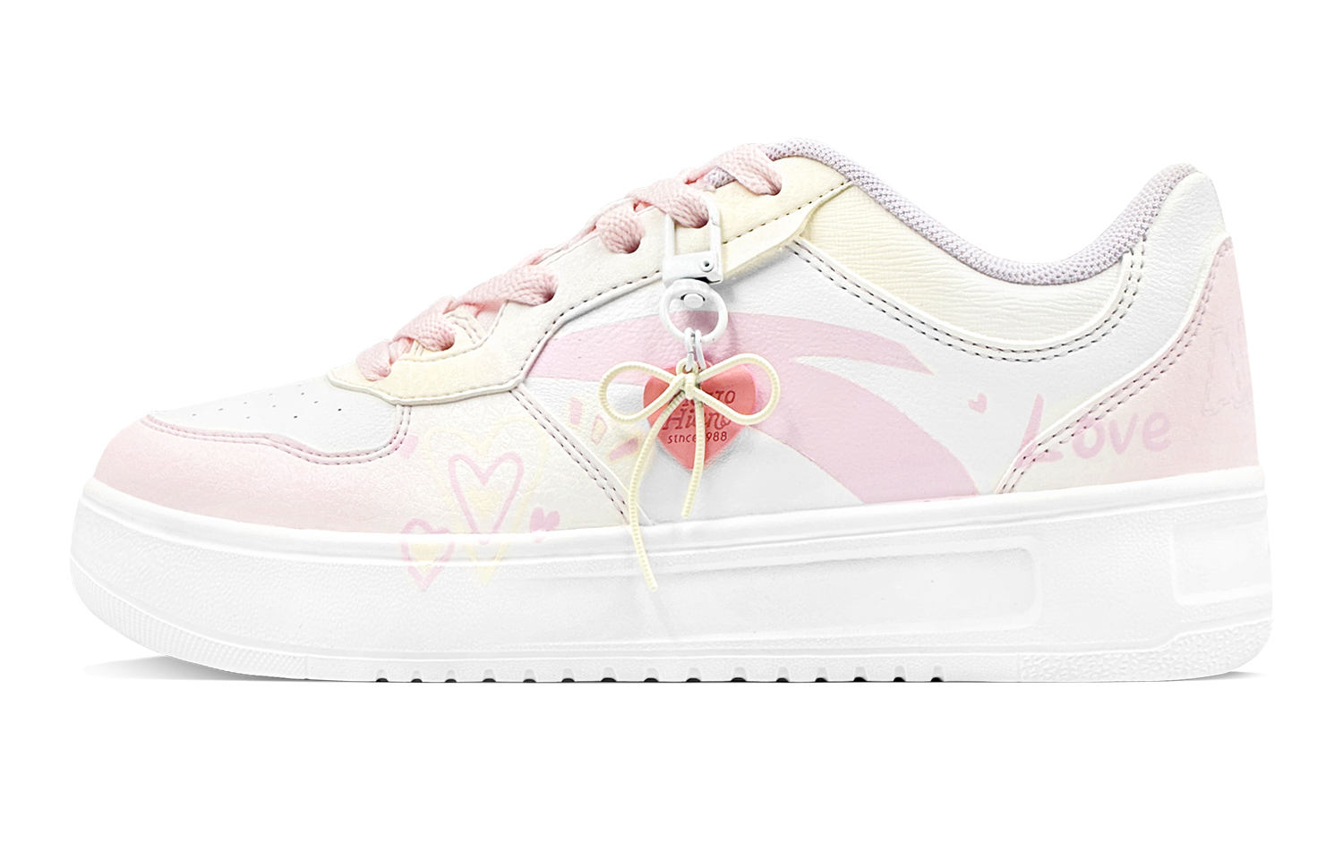 Anta Relaxed Sweet Heart Sunshine Abrasion Resistant Shock Absorbers Low Top Skateboard Shoes Women's Pink Yellow