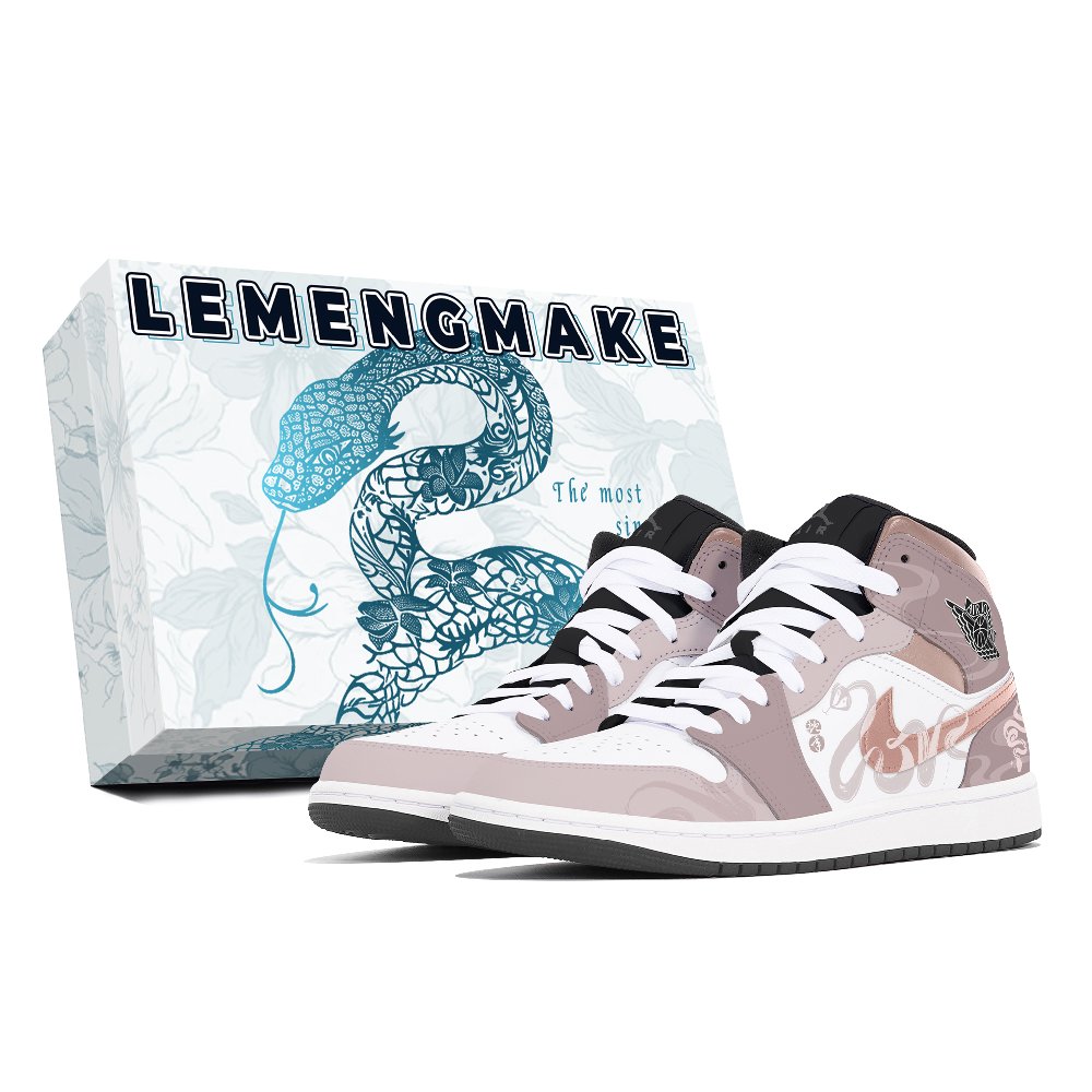 Jordan Air Jordan 1 Wear-resistant And Lightweight Mid-Top Vintage Basketball Shoes Unisex Pink
