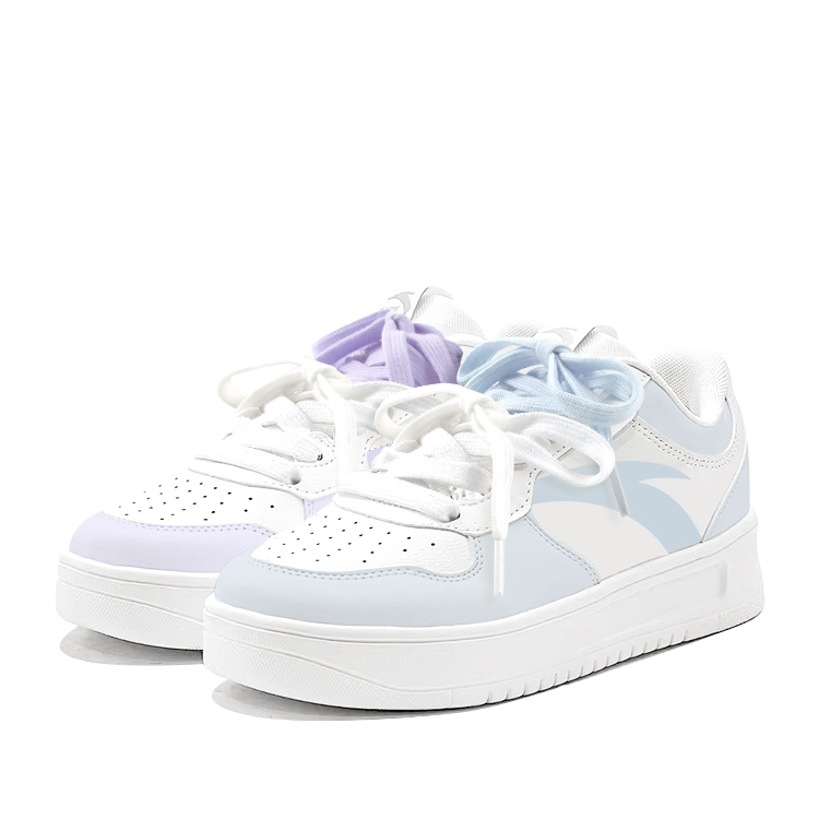Anta Relaxed Anti Slip Wear Resistant Low Top Skateboard Shoes Unisex Blue Purple Mismatched