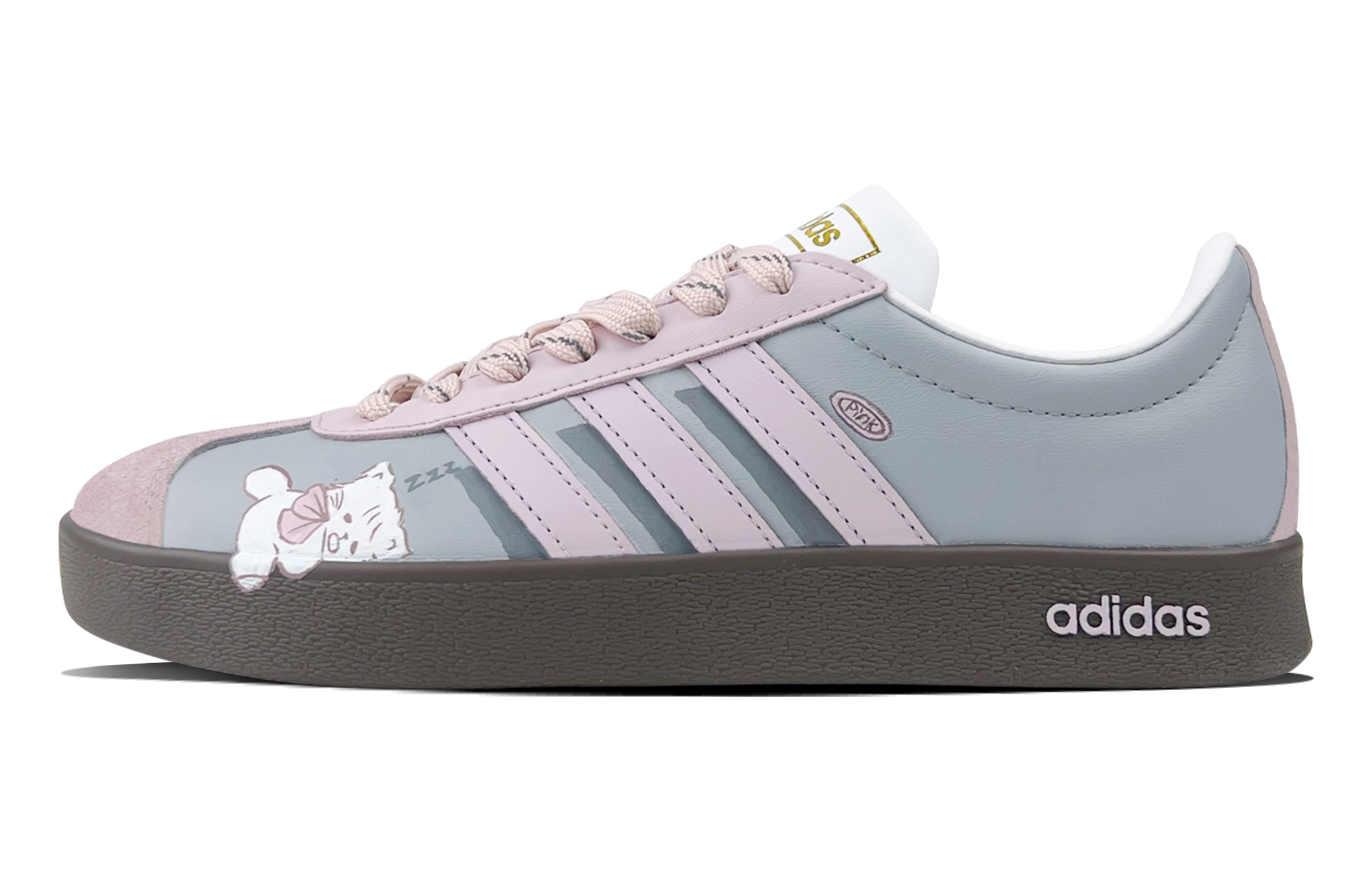 Adidas Vl Court Classic Abrasion Resistant Low Top Skateboard Shoes Women's Light Gray