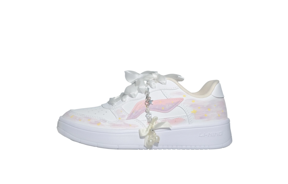 LiNing Pontoon Boats Abrasion Resistant Shock Absorbers Low top Skateboard Shoes Women's White
