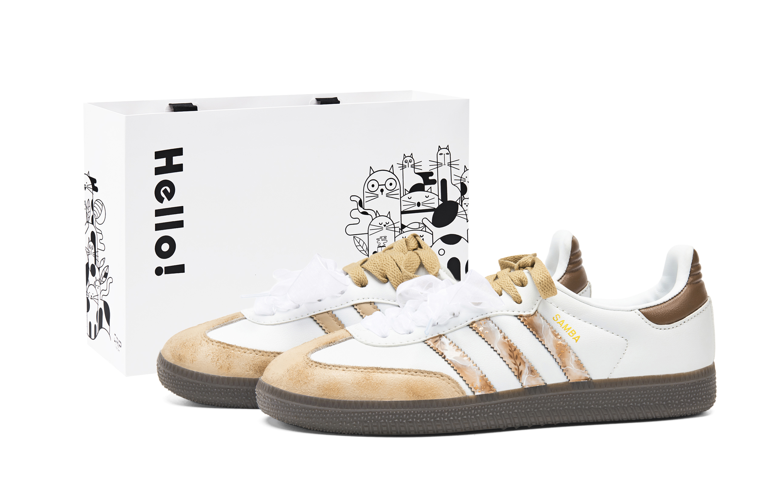 Adidas Originals SAMBA OG German Army Trainers Unisex White Brown Gold