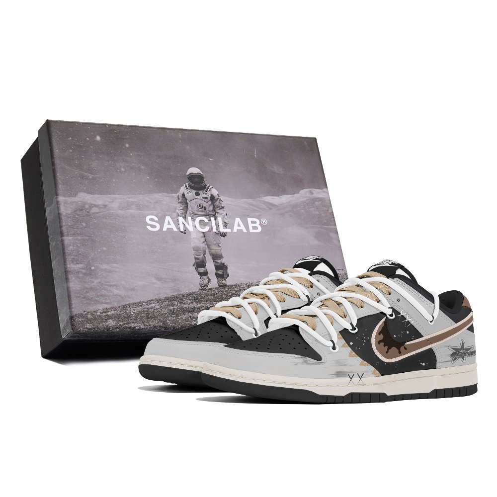 Nike Dunk Tri-Experimental Laboratory Anti-Slip Wear-Resistant Low-Top Skateboard Shoes Unisex Black Gray