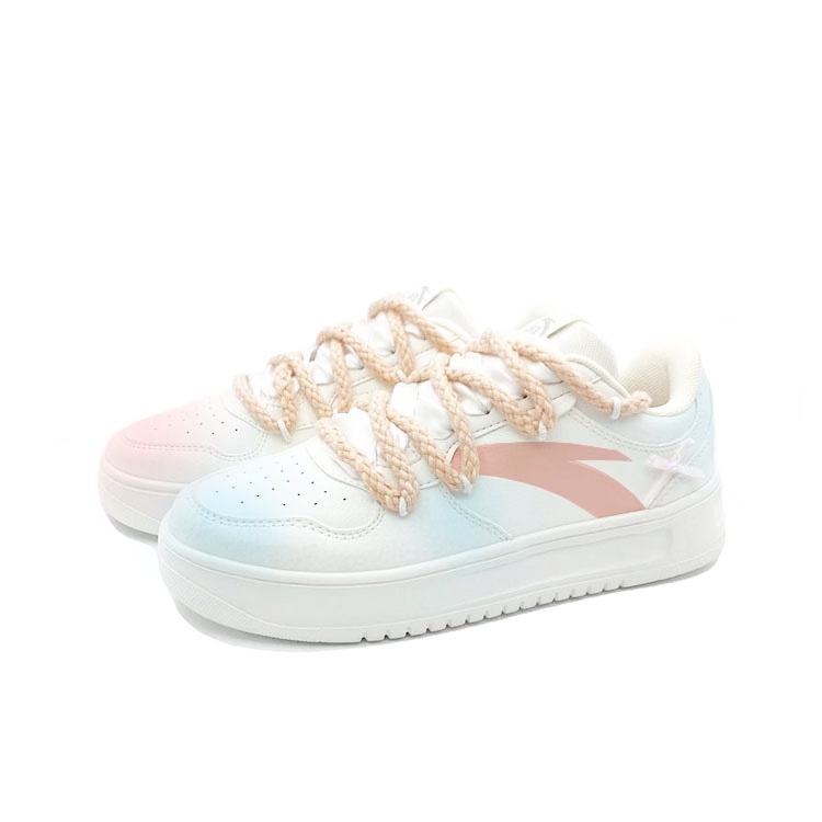 Anta Relaxed Anti Slip Wear Resistant Low Top Skateboard Shoes Unisex Pink Blue Mismatched