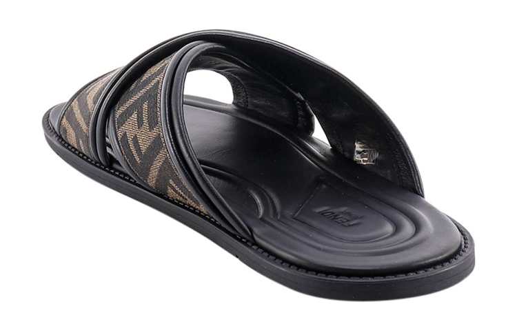 FENDI FF Motif Fabric Slide 'Embroidered Logo - Tobacco' купить в интернет-магазине Yoocart с быстрой доставкой по России.