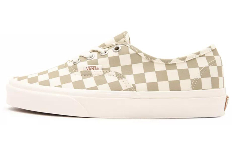Vans Authentic Wear Resistant Non Slip Low Top Casual Skate Shoes White Brown Grid 'White Brown'