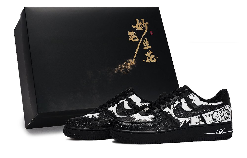 Nike Air Force 1 Magic Brush Blooms, Bubble Gum Low Top Skateboard Shoes Unisex Black White