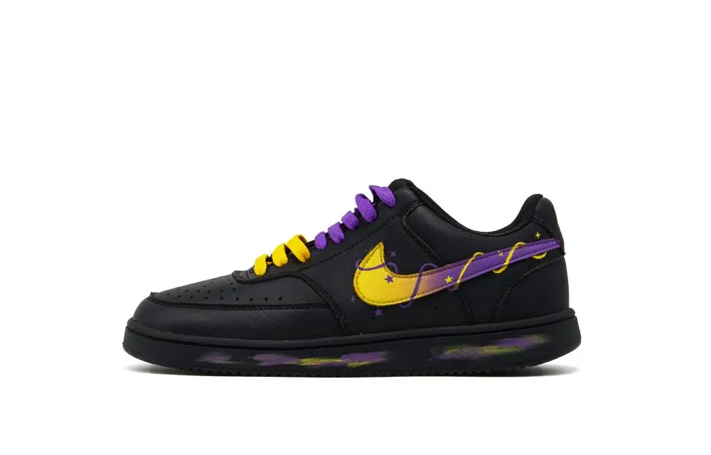 Nike Court Vision Abrasion Resistant Low top Skateboard Shoes Unisex Yellow Purple Black