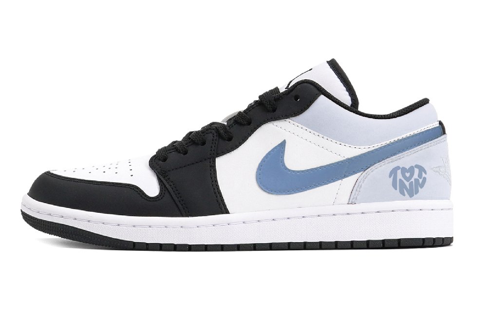 Jordan Air Jordan 1 Puppy Fragment Cushioned Slip-Resistant Low-Top Vintage Basketball Shoes Men's Black Blue