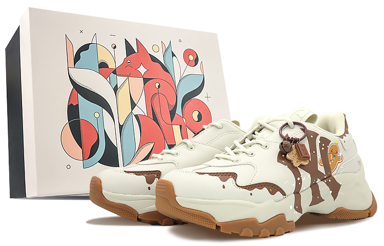 MLB Big Ball Chunky Anti-Slip And Wear-Resistant Height Increasing Low-Top Chunky Sneakers Unisex Coffee