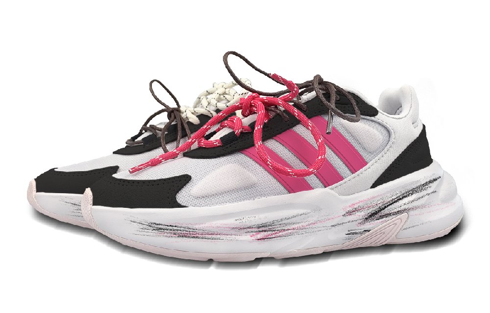 Adidas Neo Ozelle Anti Slip Wear Resistant Low Top Running Shoes Women's Black Pink White