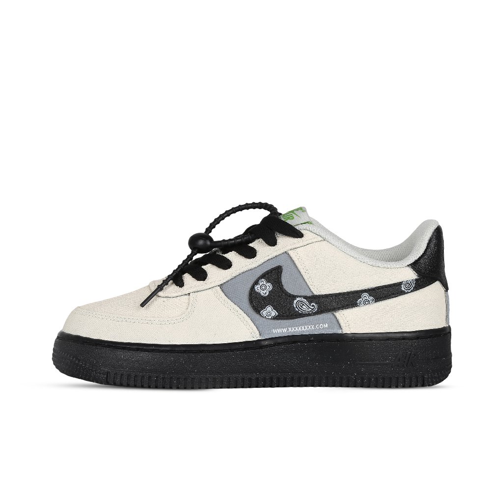 Nike Air Force 1 Paisley Just In Time For Spring Low-Top Skateboard Shoes Women's Gray White Black