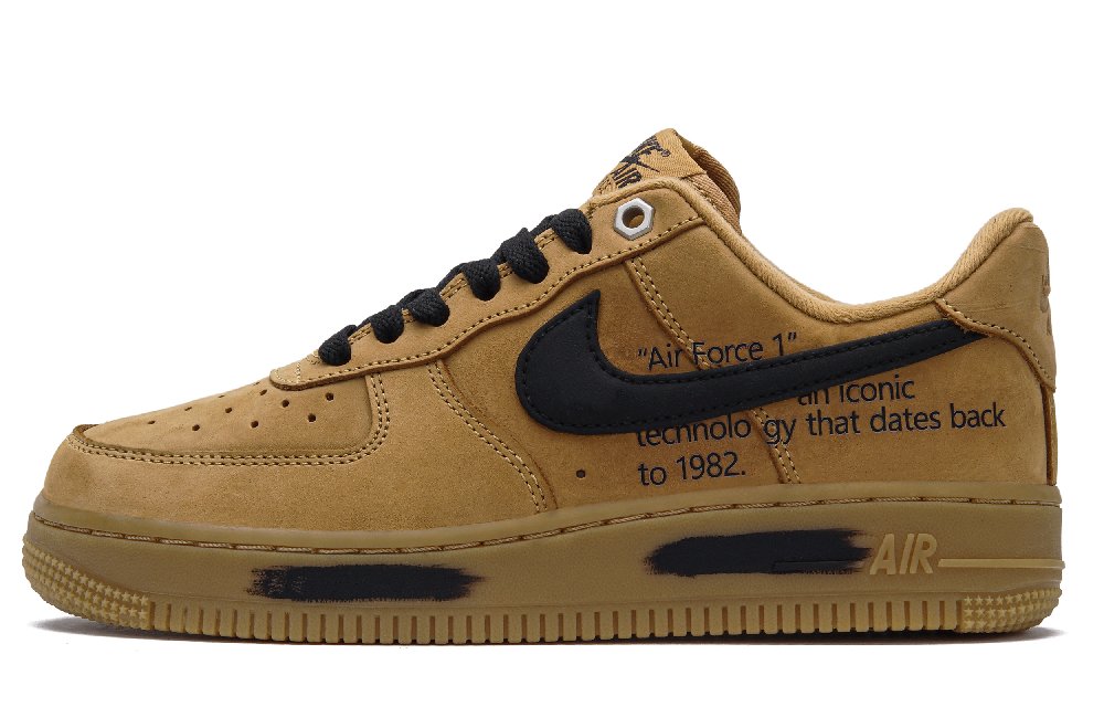 Nike Air Force 1 Black Oat Anti Slip Wear Resistant Low Top Skateboard Shoes Unisex Wheat