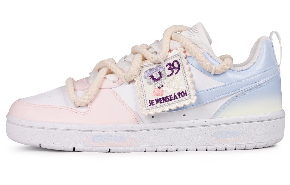 Nike Court Borough Low-Top Skateboard Shoes GS Pink Blue