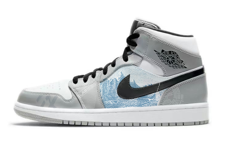 Jordan Air Jordan 1 Cushioning Anti-Slip Wear-Resistant Breathability Mid-Top Vintage Basketball Shoes Men's Smoke Gray