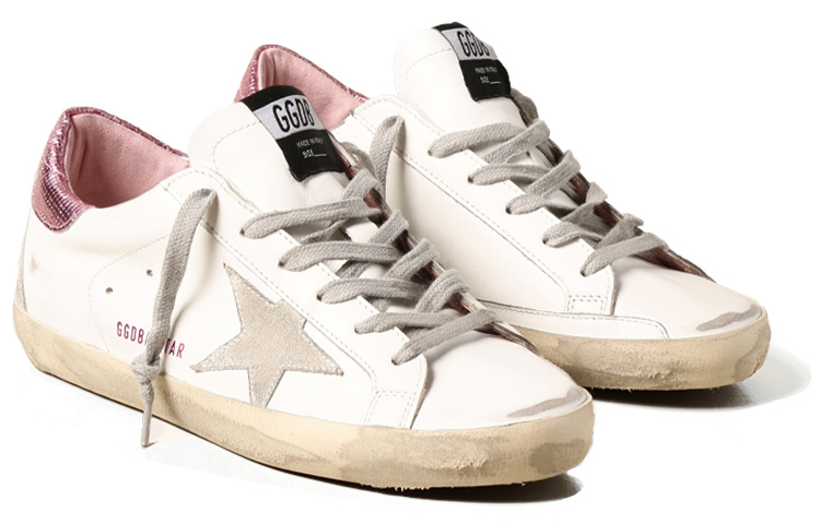Golden Goose Super Star Low Top Stylish Skateboarding Shoes Women's White Pink Vintage Version