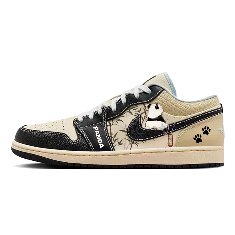Jordan Air Jordan 1 Wear-Resistant Slip-Resistant Low-Top Vintage Basketball Shoes Men's Beige Black