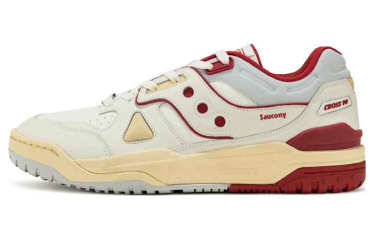 Saucony Cross 90 Anti-Slip Wear-Resistant Low-Top Skateboard Shoes Unisex White Red