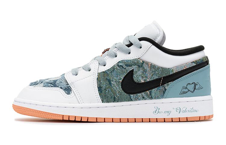 Jordan Air Jordan 1 Low Cushioning Wear-Resistant Low-Top Vintage Basketball Shoes GS Cyan Pink