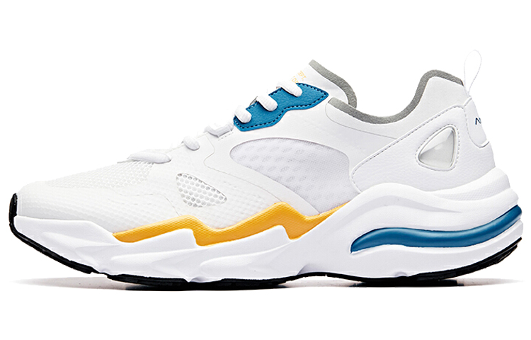 Anta Life Collection Cushioned Slip-Resistant Breathable Lightweight Low-Top Casual Shoes Men's White Blue Yellow