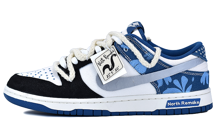 Nike Dunk Low Slip-Resistant Cushioning Wear-Resistant Low-Top Skateboard Shoes Men's Black White Blue