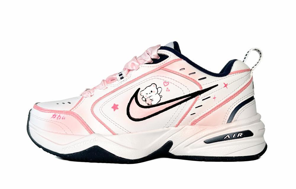 Nike Air Monarch 4 Anti-Slip And Wear-Resistant Lightweight Low-Top Chunky Sneakers Women's Pink White