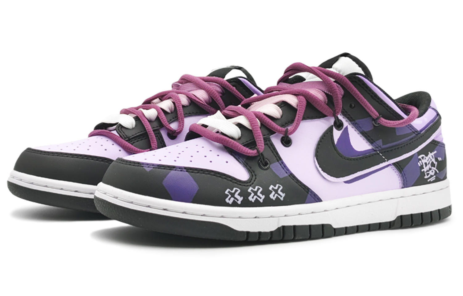 Nike Dunk Retro 'Black' Anti-Slip And Wear-Resistant Lightweight Low-Top Skateboard Shoes Unisex Blue Purple купить в интернет-магазине Yoocart с быстрой доставкой по России.