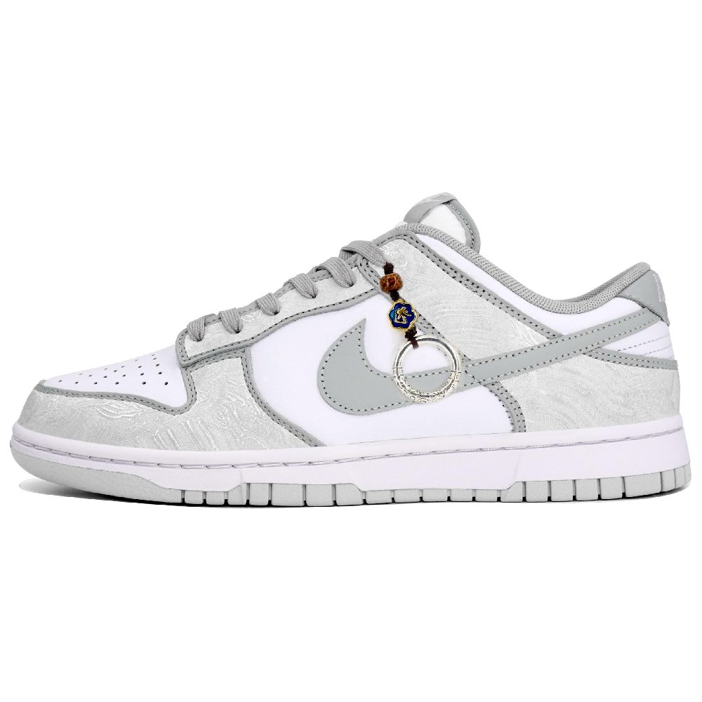 Nike Dunk Abrasion Resistant Slip Resistant Low Top Skateboard Shoes Men's Gray Silver White